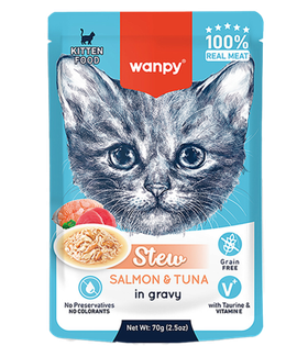 Wanpy Cat Для котят нежное рагу из лосося и тунца 70гр.