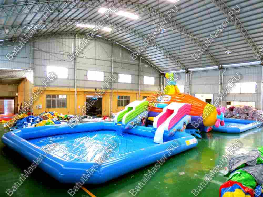Надувной назменый аквапарк «Субмарина», 20*9*4,5 м с двумя бассейнами