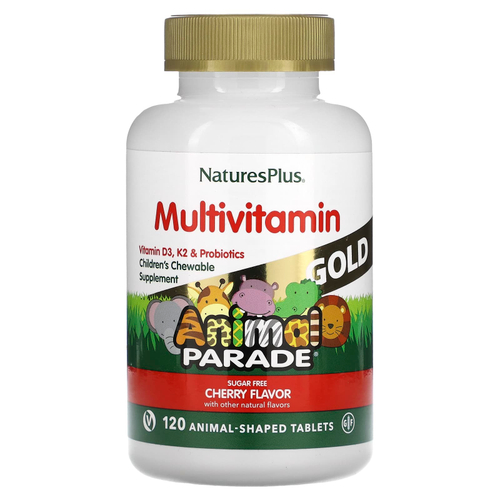 NaturesPlus, Source of Life, Animal Parade Gold, добавка для детей с мультивитаминами и микроэлементами, натуральный ароматизатор «Вишня», 120 таблеток в форме животных