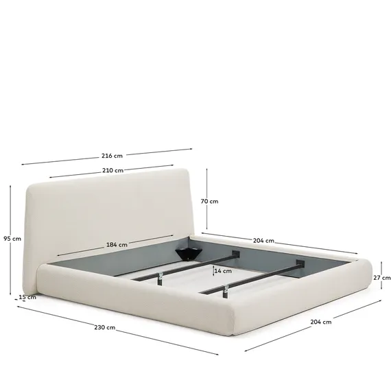 Кровать Martina со съемным чехлом из шенилла цвета экрю 180 x 200