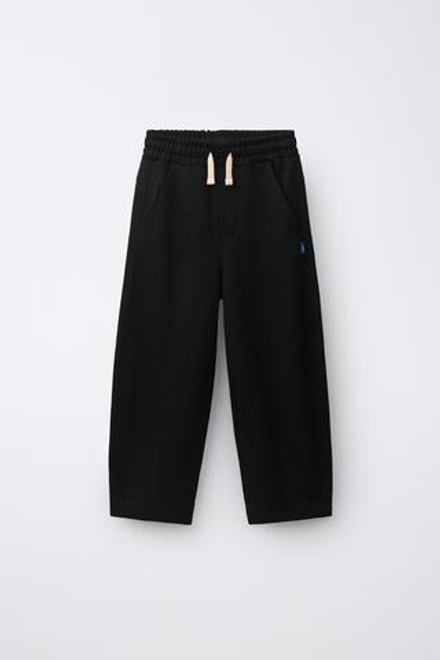 ZARA БРЮКИ BARREL ИЗ ФУТЕРА, ЧЕРНЫЙ
