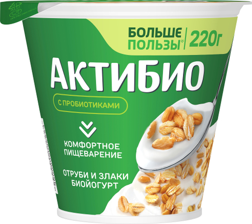 АктиБио Биойогурт Отруби-Злаки 2,9% 220гр