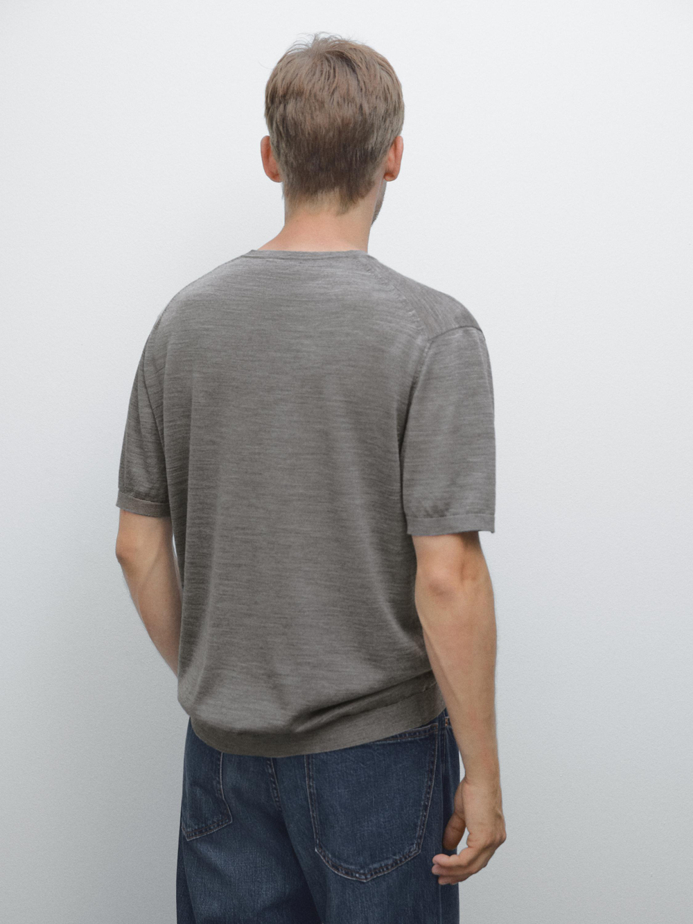 Massimo Dutti Трикотажная футболка с коротким рукавом, серый