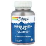Solaray, Super Omega 3-7-9™, витамин D3 и жир лосося, 120 капсул