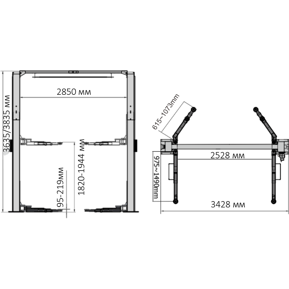 E240SAC Двухстоечный подъемник 4 т. с электрическими стопорами (Синий)