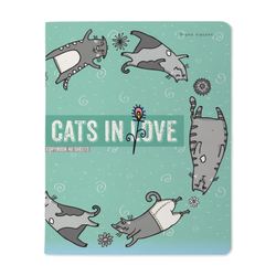 Тетрадь А5 48 л. BRUNO VISCONTI, скоба, клетка, матовая ламинация, "CATS IN LOVE" (5 видов), 7-48-1230
