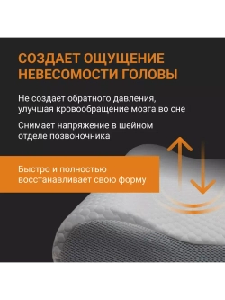 Анатомическая подушка с валиками memory foam 61*35