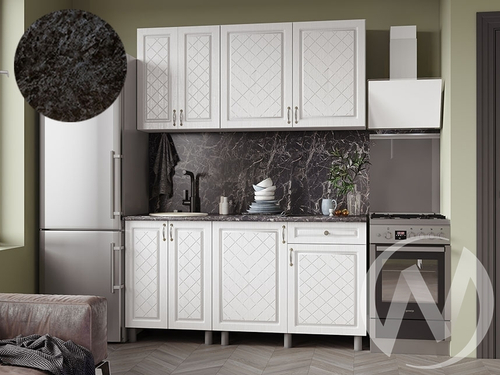 Кухня Вильма 1.6м (корпус белый/арктик; арктик) 26мм кастилло темный