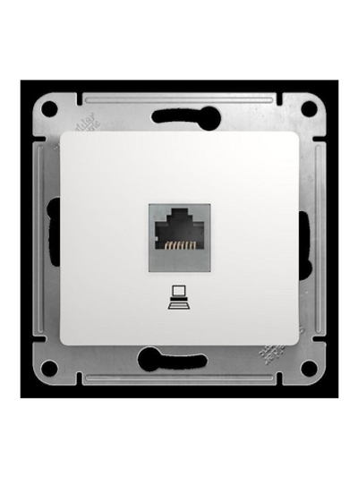 Розетка компьютерная 1-м СП Glossa RJ45 кат.5E механизм бел. SE GSL000181K