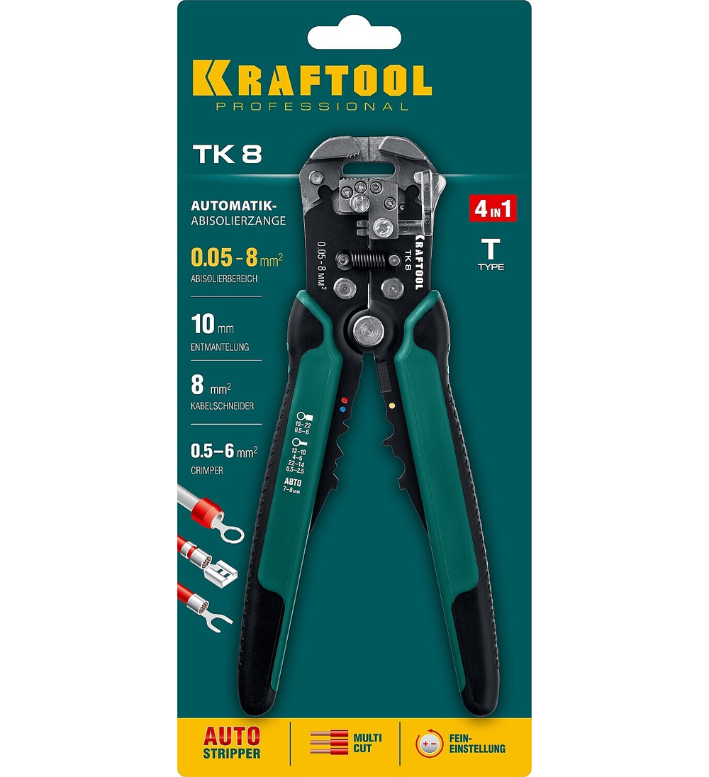 KRAFTOOL TK-8, 0.05 - 8 мм2, автоматический стриппер (22637)