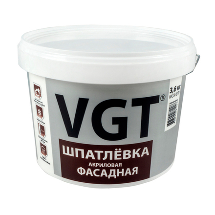 Шпатлевка фасадная VGT, акриловая, 3,6 кг