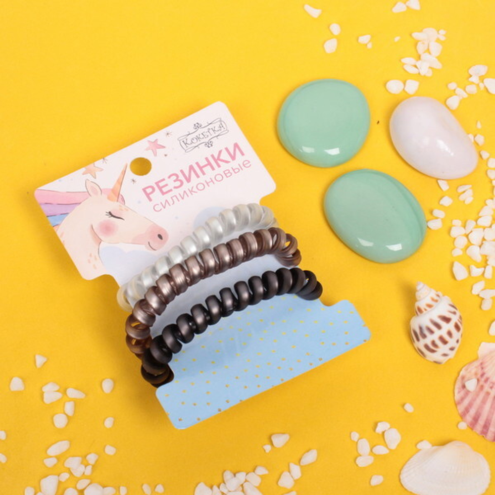 Резинки для волос силиконовые 3шт «The Star Collection», цвет графит, d-5,5см (блистер Единорог)