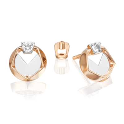 Серьги-пусеты из комбинированного золота c натуральным топазом white 02-5042-00-201-1111