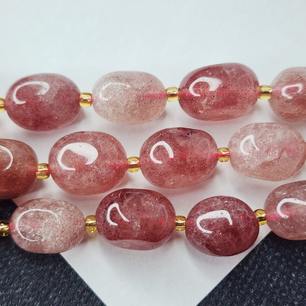 Клубничный кварц, кварц с гематитом, крупная галтовка, 12-15 мм, камни овалы, штучно