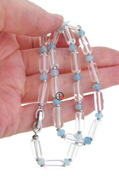 Бусы из горного хрусталя и аквамарина