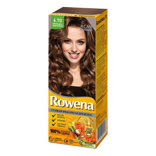 Acme-Color «ROWENA» Стойкая Крем-Краска для волос, тон 6.70 закрашивание седины 100% (Шоколадно-Коричневый) 115 мл