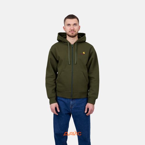 Толстовка мужская Carhartt WIP Hooded American Script Jacket  артикул:I033063_tarragon - купить в магазине Дайс