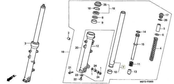 Honda Перо вилки XL1000 99-11 правое 51410-MBT-611