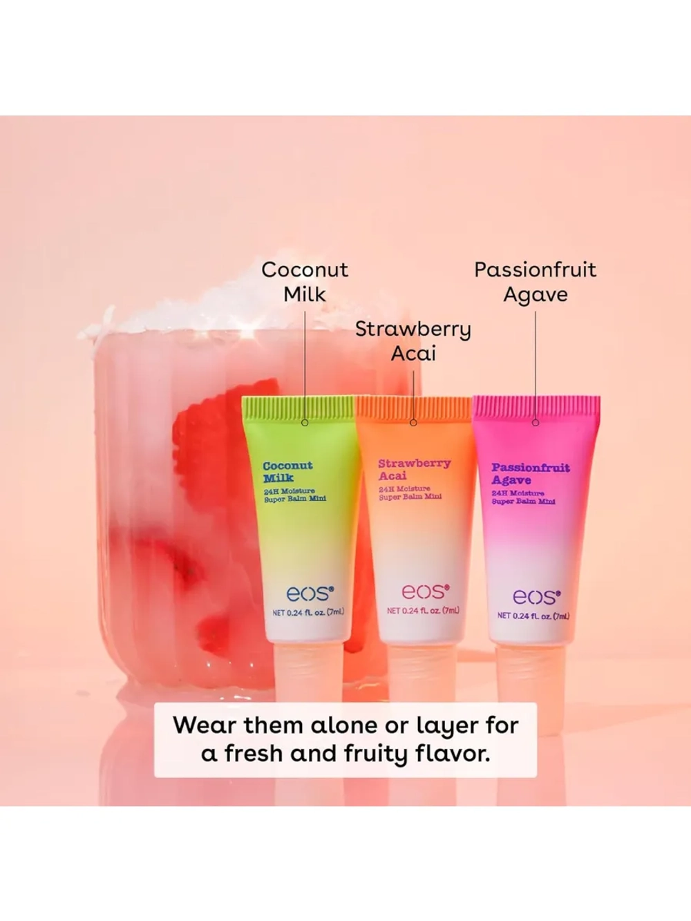 Бальзам для губ 5 кокосовое молоко, клубника асаи и маракуйя