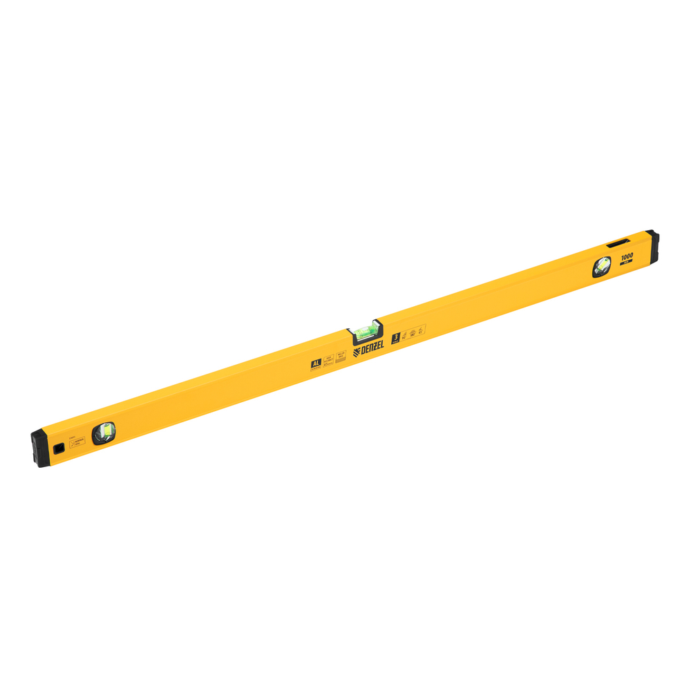 Уровень алюминиевый, магнит, фрезерованный, 3 глазка (1 зеркал.) 0,5 мм/м, 1000 мм Denzel