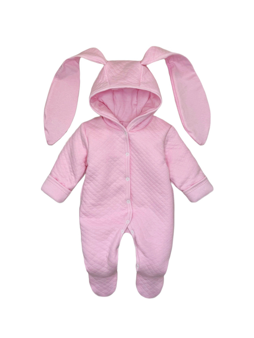 Утепленный комбинезон с ушками (розовый)