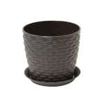 Кашпо РОТАНГ D135мм 1л с поддоном коричневый ротанг 0,12,135х0,135м (комплект 16 шт)