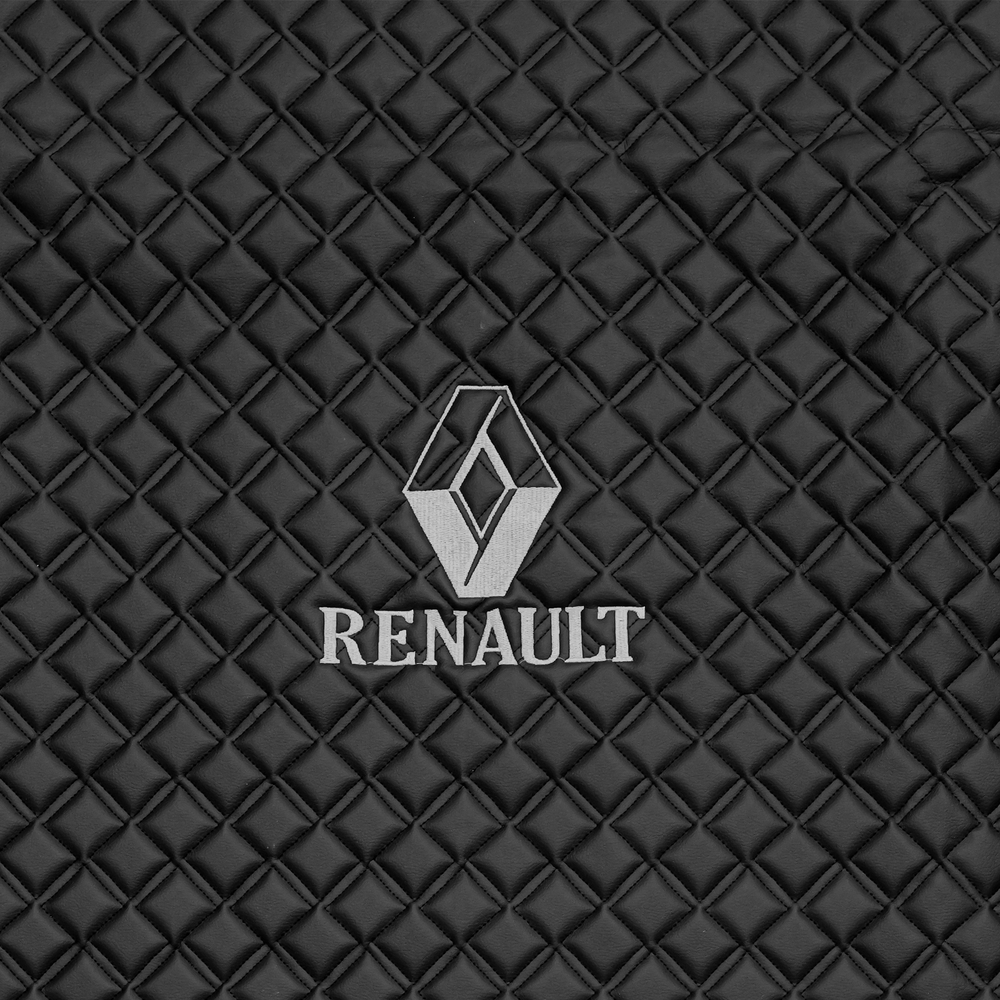 Ковры RENAULT T (автомат) (экокожа, черный, серый кант, серая вышивка)