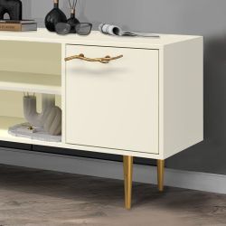 Тумба под ТВ Арт Колор matte 155см Стайл Голд Кремовый белый матовый