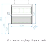 Тумба подвесная "Монако 60" (2 ящ.), Гамма 56, Осина бел /бел лакобель, PLUS