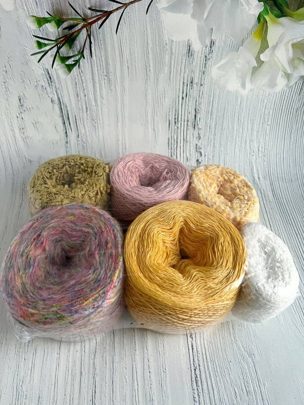 Мимоза набор пряжи и описание на Жилет оверсайз до 54+