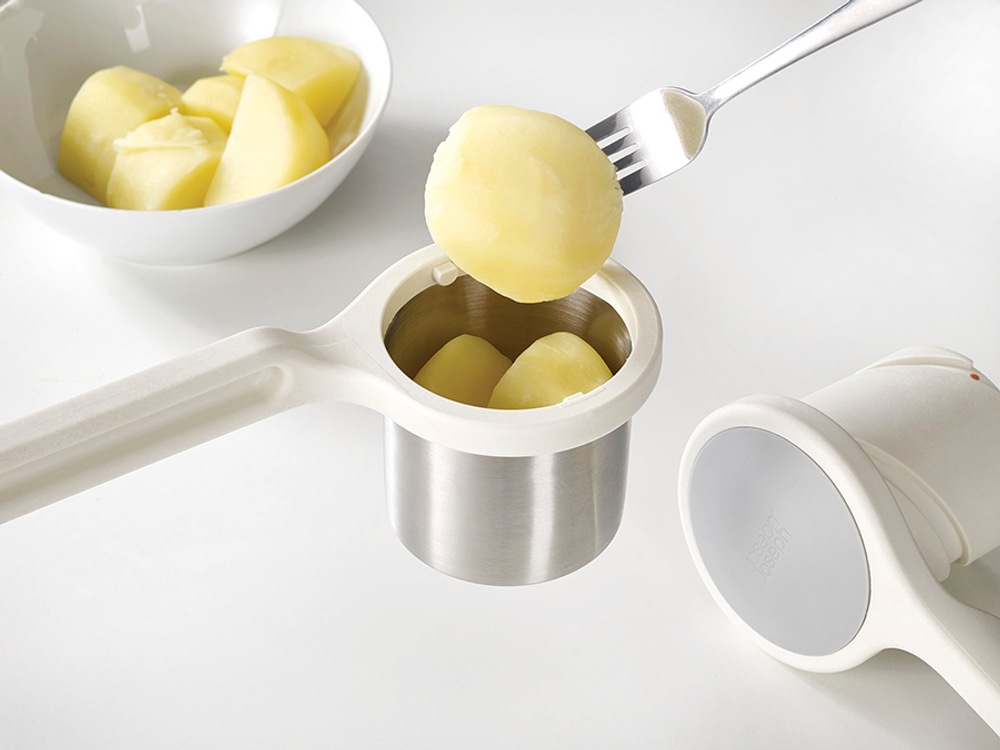 Пресс-толкушка для вареных овощей спиральный helix, белый