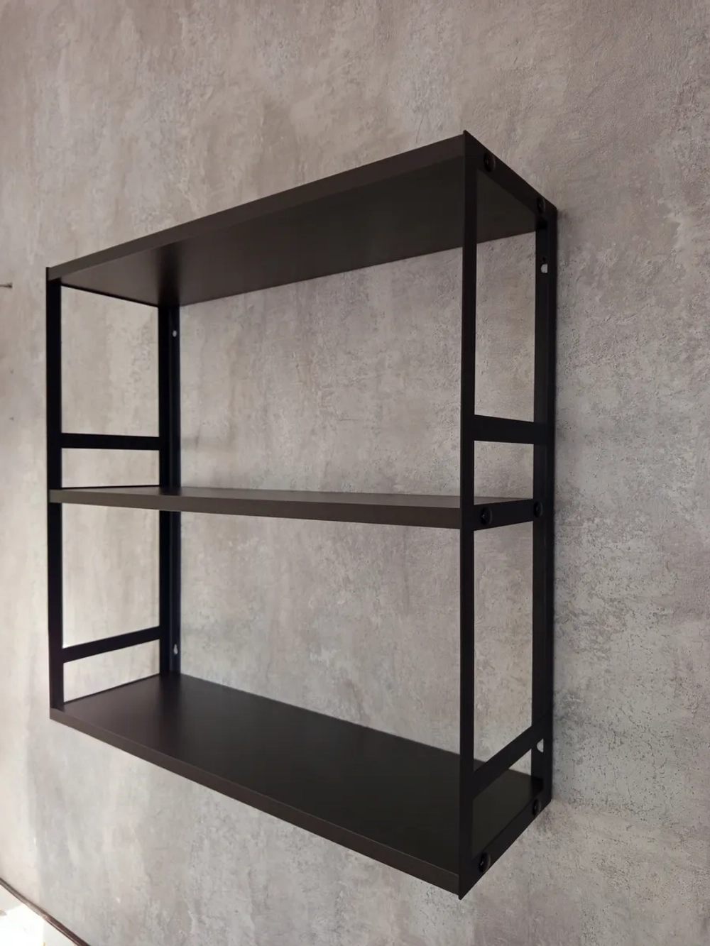 Полка настенная книжная тройная лофт Графит