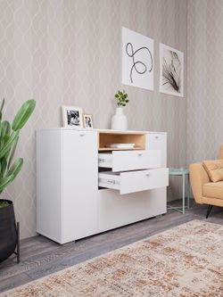 Комод "Ланс" К303 (дуб бунратти/белый), ДСВ Мебель