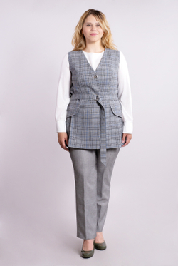 Жилет женский 3693АП, серый/синий #32СС063693АП