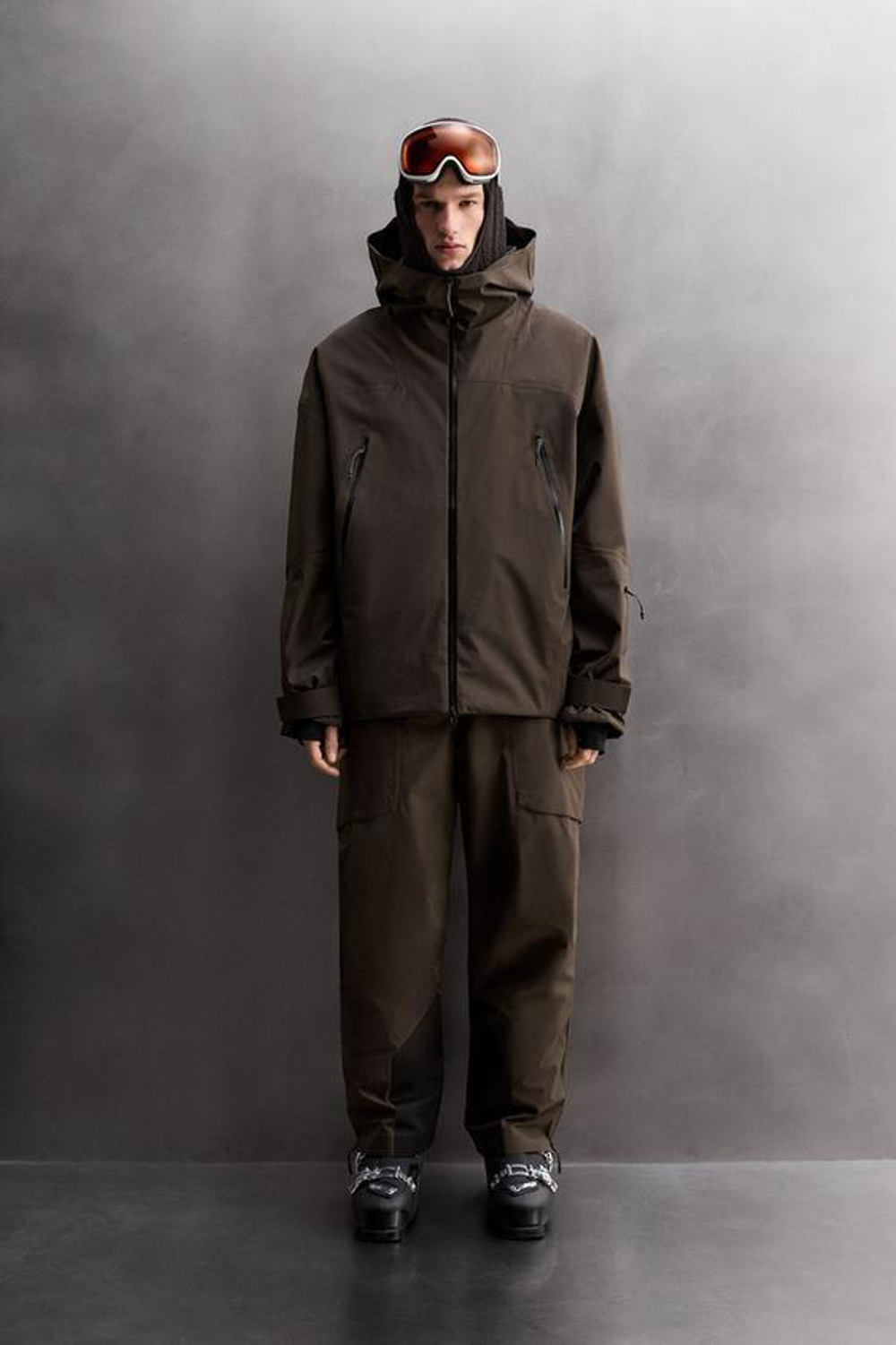 ZARA УТЕПЛЕННАЯ ВОДОНЕПРОНИЦАЕМАЯ ЛЫЖНАЯ КУРТКА RECCO®, КОРИЧНЕВЫЙ