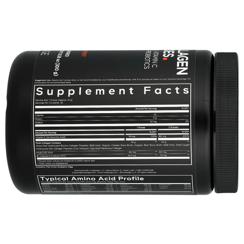 Codeage, Порошок с мультиколлагеновыми пептидами, без добавок, 300 г (10,58 унции)