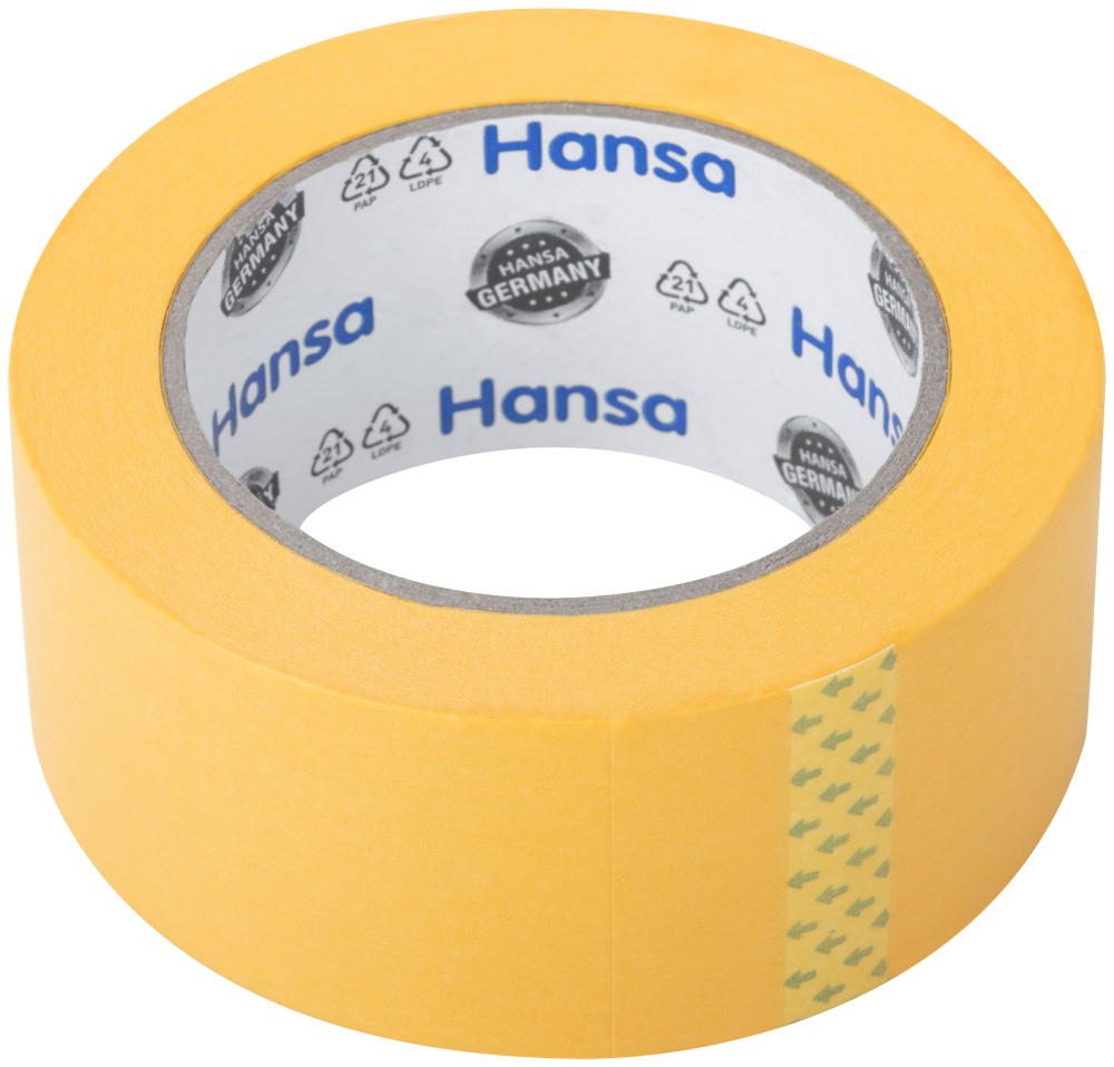 Малярная лента Hansa Professional из японской рисовой бумаги для точных краев, желтая, 48 мм x 50 м