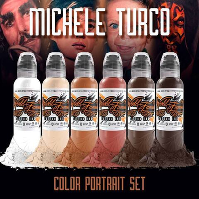 6 Color Michele Turco Portrait Set World Famous Tattoo Ink