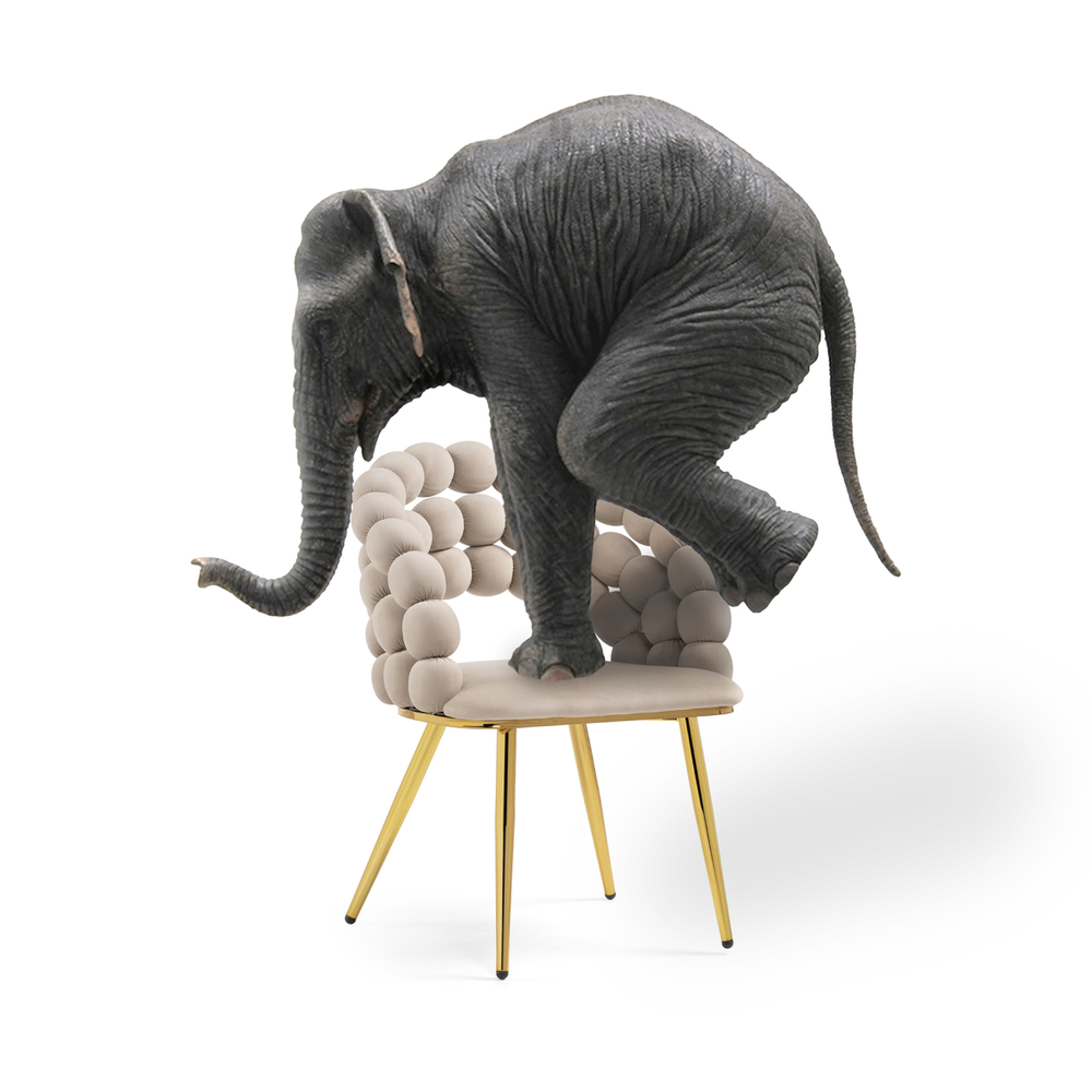 Стул на металлокаркасе Woodville Ball beige, gold