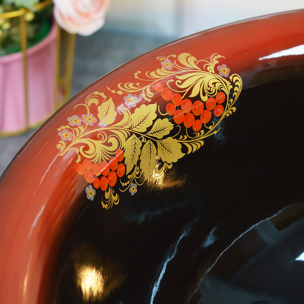 Миска 5л "Рябина" черная с красным