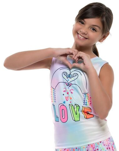 Футболка для девочки Lucky in Love Novelty Print Animoji Love Tie Back Tank Girls - Multikolor