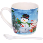 Кружка керамическая 200мл «Милый змей со Снегурочкой» с ложкой в подарочной коробке