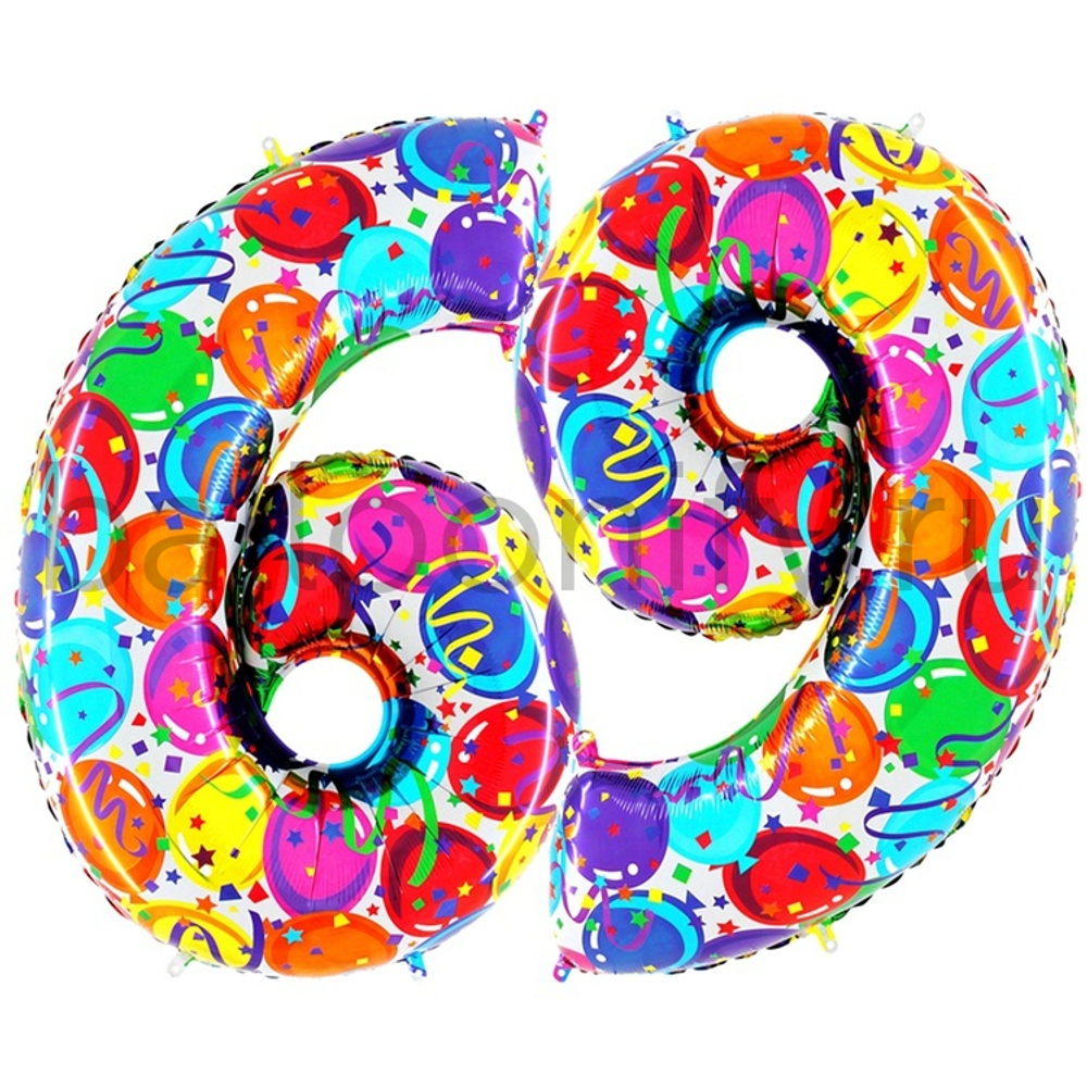 Шар ЦИФРА 6/9 Разноцветные шары 40" 102 см