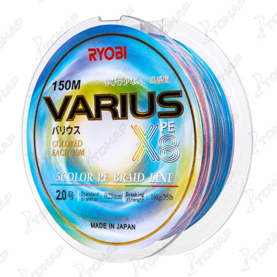 Шнур VARIUS PE8X-150MI 2.0# Multi Colour 0,235мм Ryobi