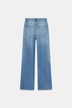 ZARA ДЖИНСЫ TRF WIDE LEG С ВЫСОКОЙ ПОСАДКОЙ, СИНИЙ