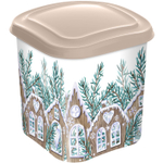 Емкость для сыпучих продуктов 1,8л с декором (бежевый)