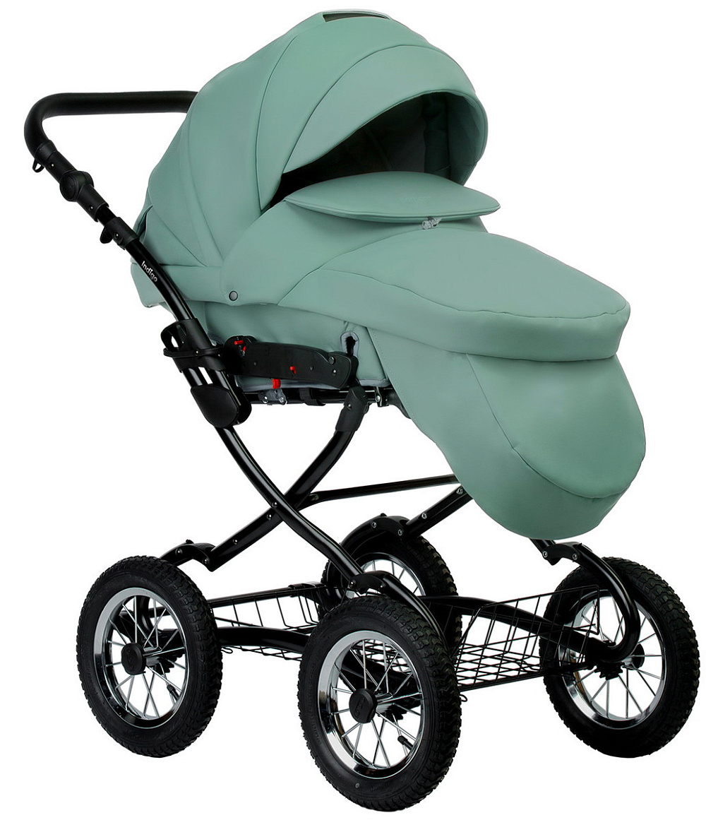 Детская коляска Indigo Barbara Eco Classic 3 в 1 с автокреслом Avionaut Cosmo Black Be01 шалфей кожа