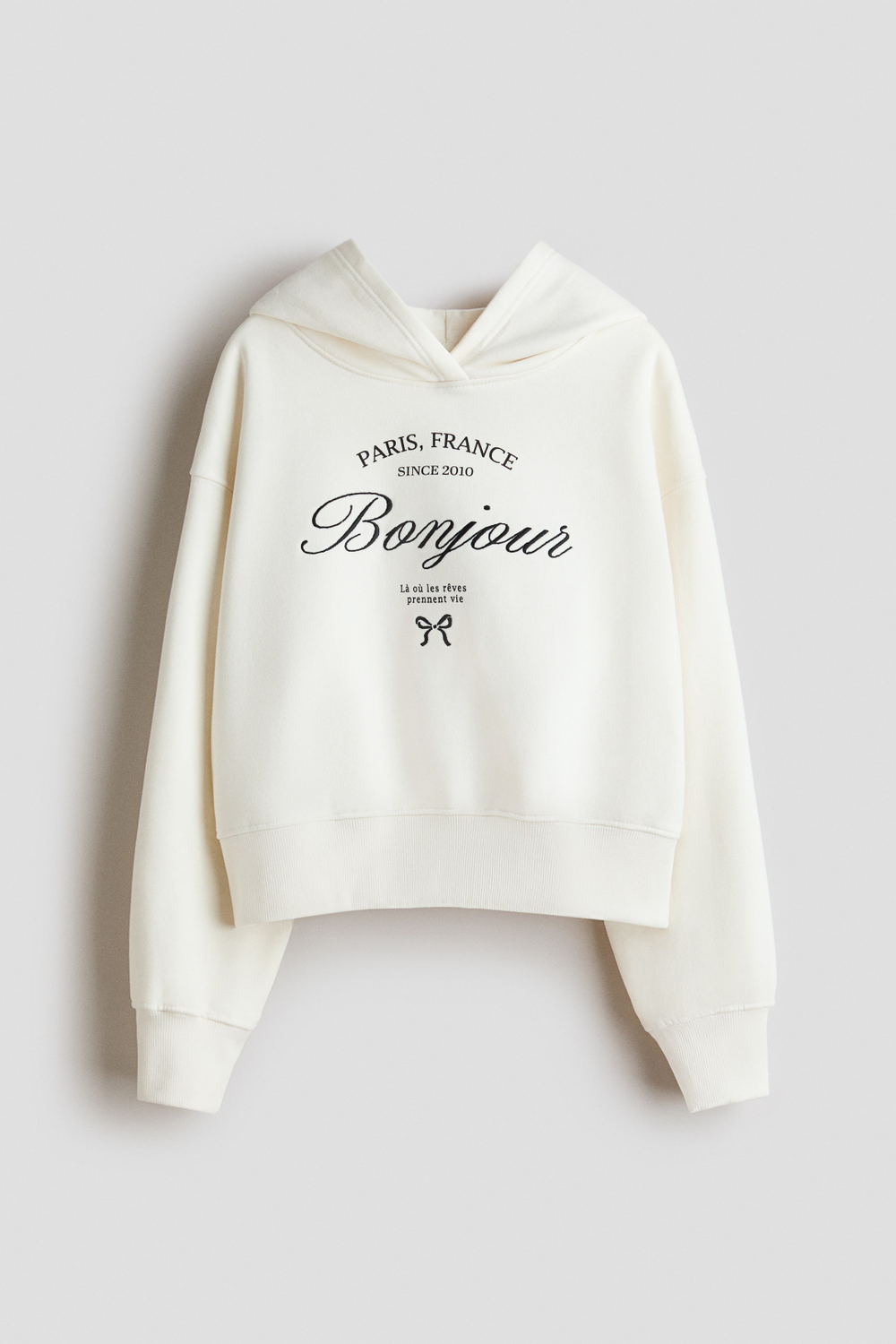 H&M Толстовка с капюшоном и принтом, белый