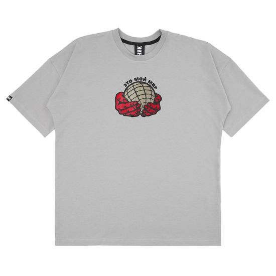 Футболка HOOK Мир оверсайз серый