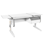 Растущая парта с навесной тумбой и короткой боковой полкой Дэми СУТ 25-04-БК1 (1500×610 мм)